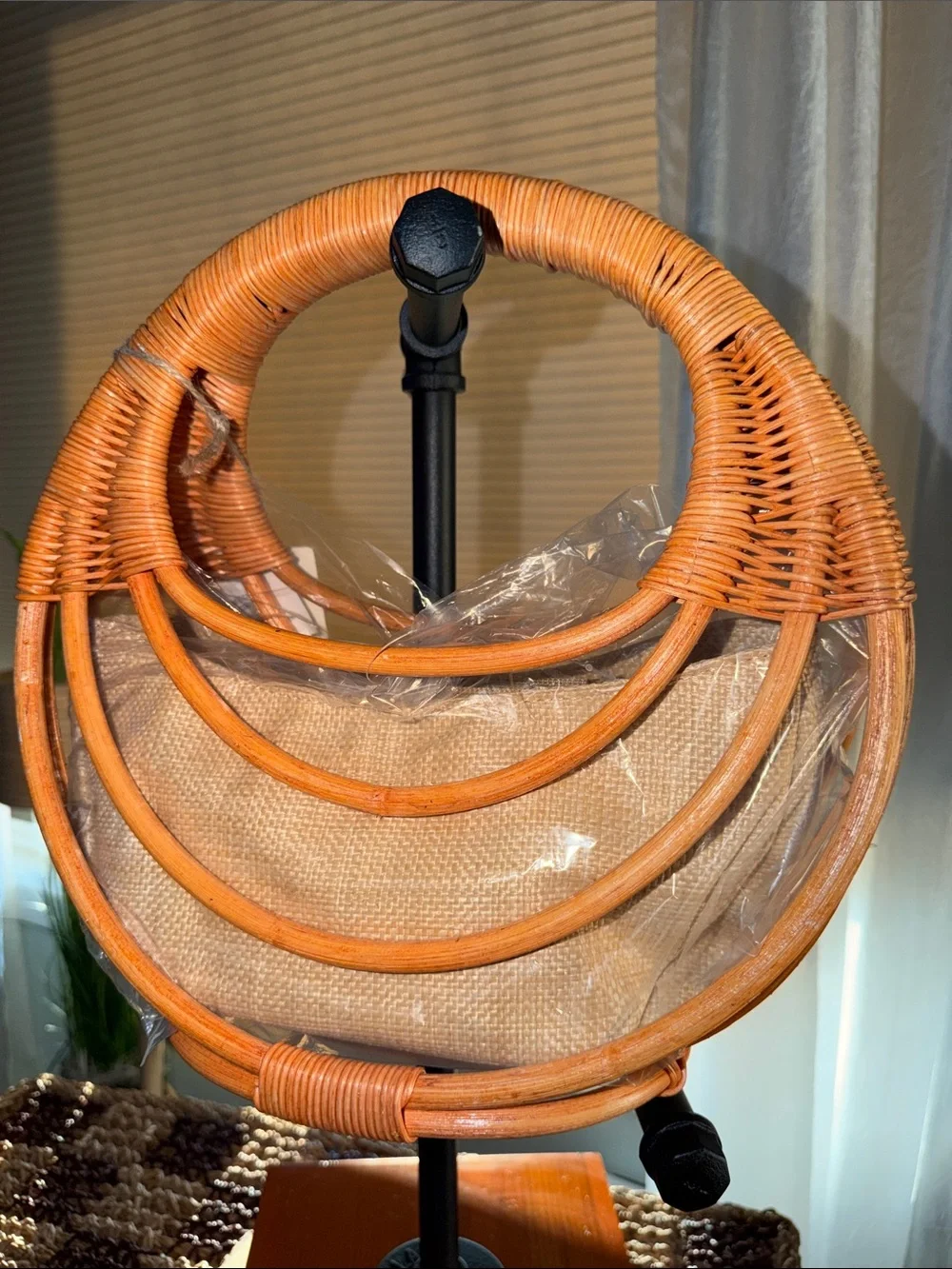 Antik Kraft Wicker Circle Handbag NWT Coral Rattan Resort Beach Bag